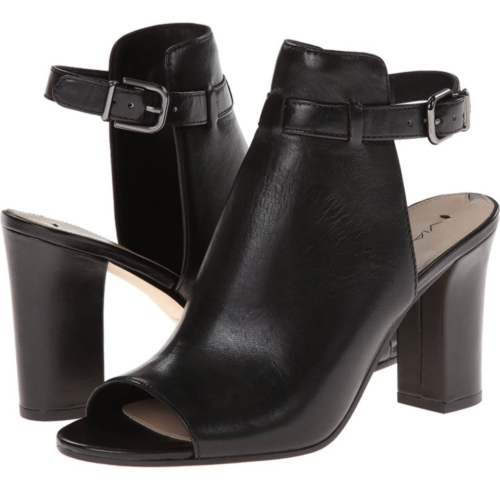 Via Spiga Black Leather Heeled Sandal / Mule